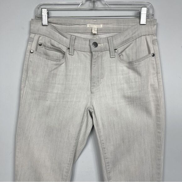 EILEEN FISHER Garment Dyed Light Wash Skinny Organic Cotton Jeans R16MDN Size 6 - Picture 7 of 15